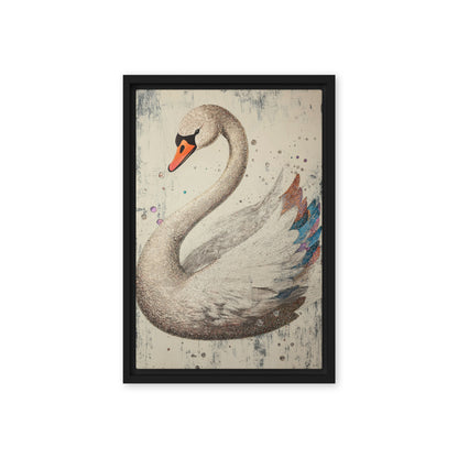 White Swan Modern Art Framed Canvas