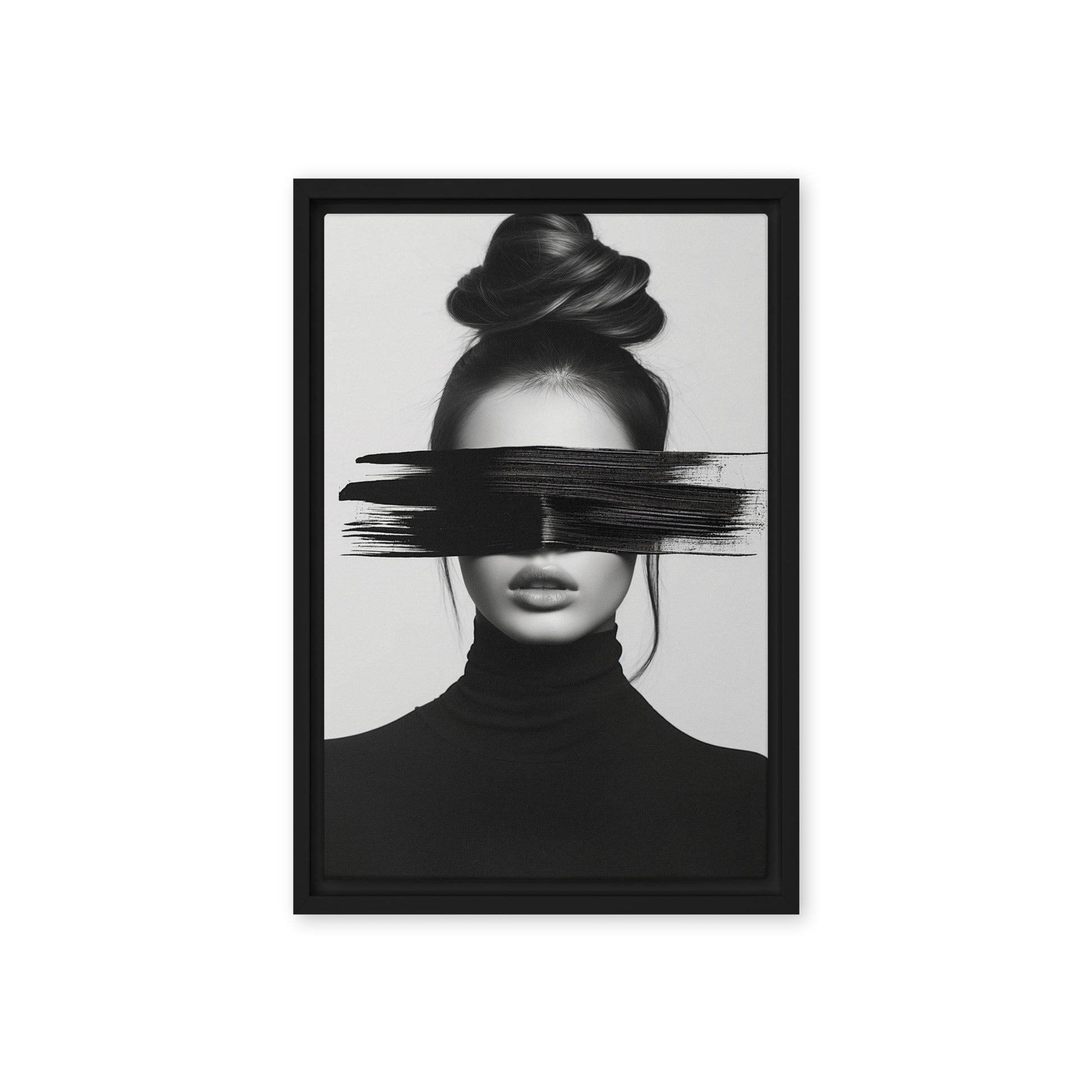 Woman Portrait Minimalist Art Framed Canvas
