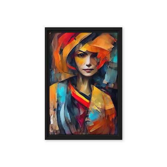 Woman Colorful Abstract Art Framed Canvas