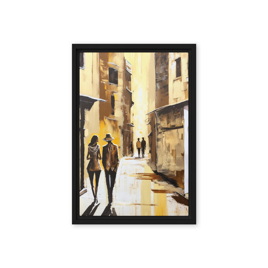 Couple In Love Yellow City Abstract Art Digital Print