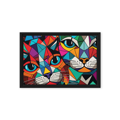 Cats Mosaic Art Framed Canvas