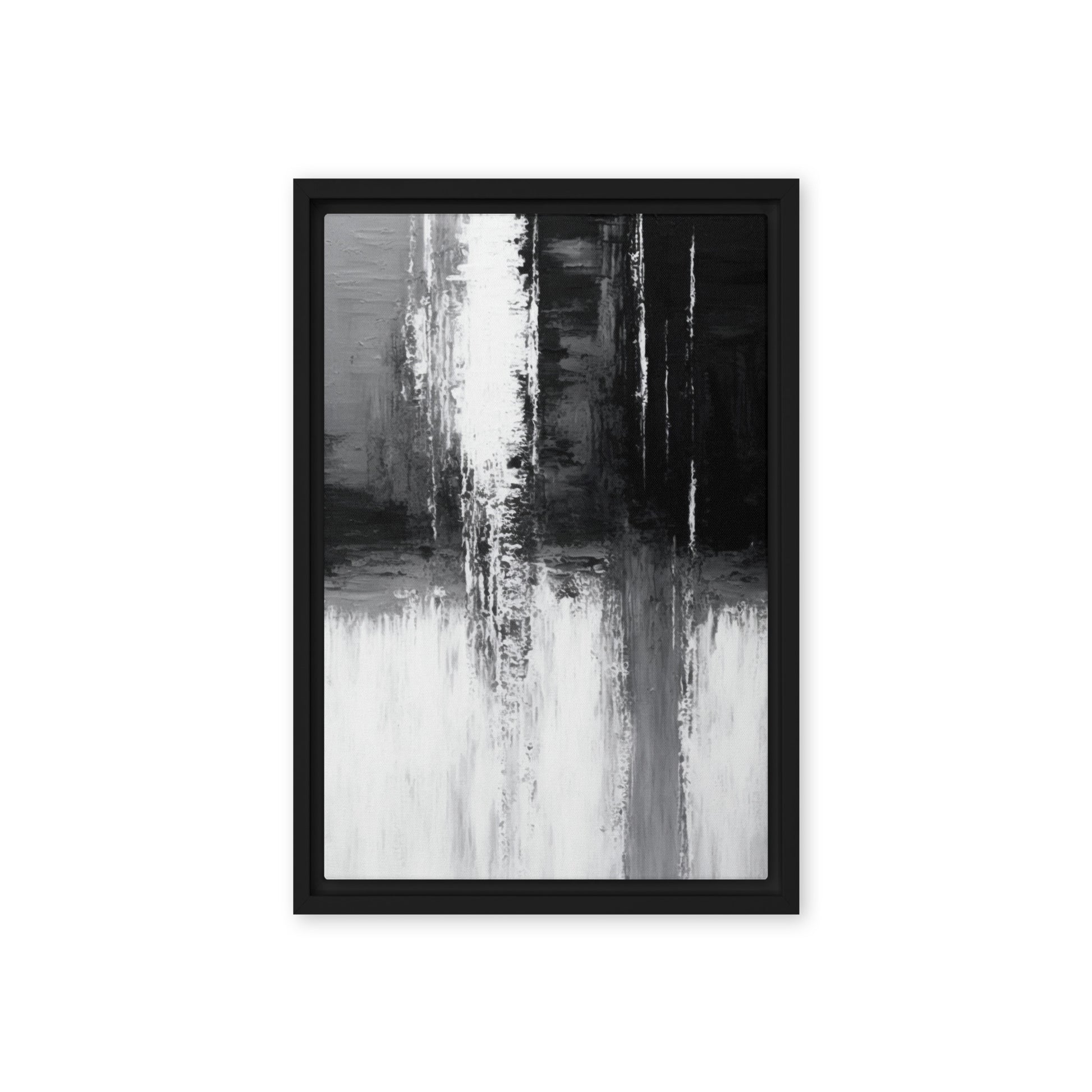 Black White Grey Abstract Art Framed Canvas
