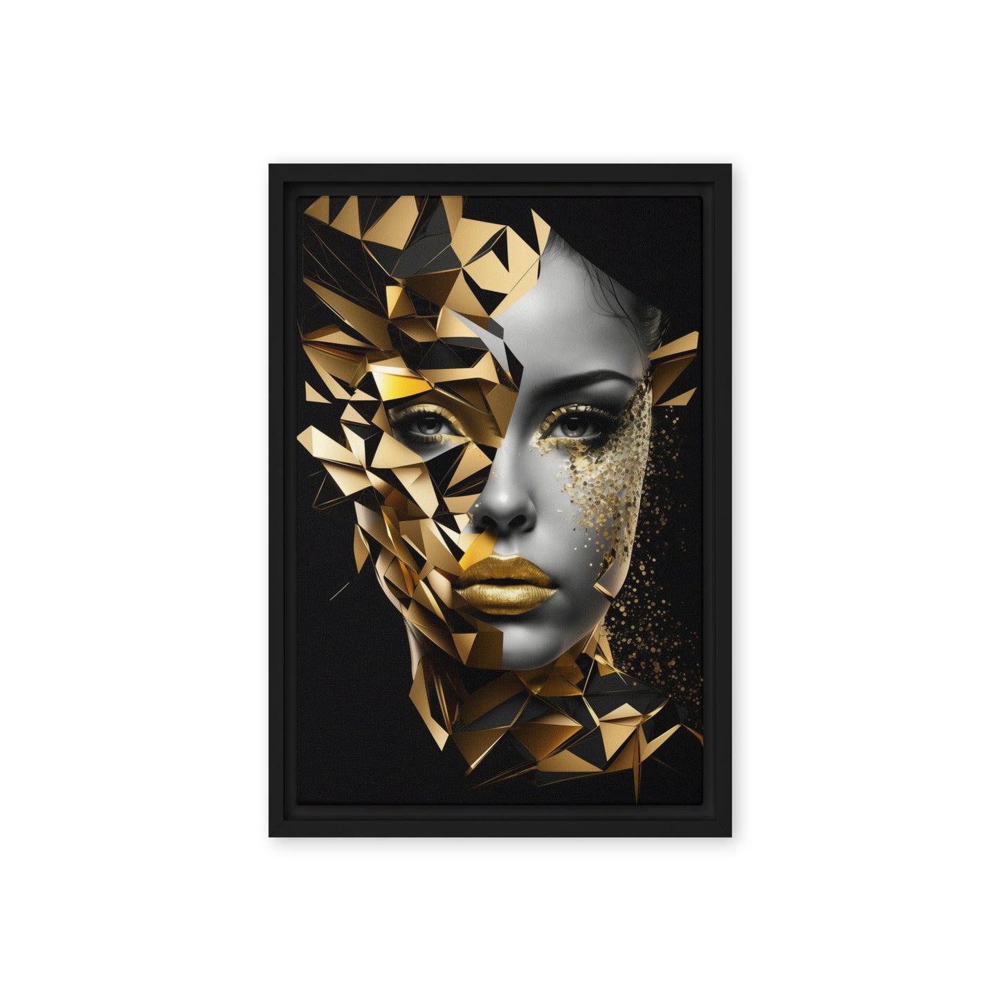 Woman Portrait Geometrical Art Framed Canvas