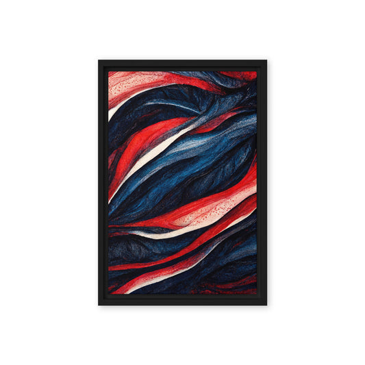 Navy Red Modern Art Framed Canvas