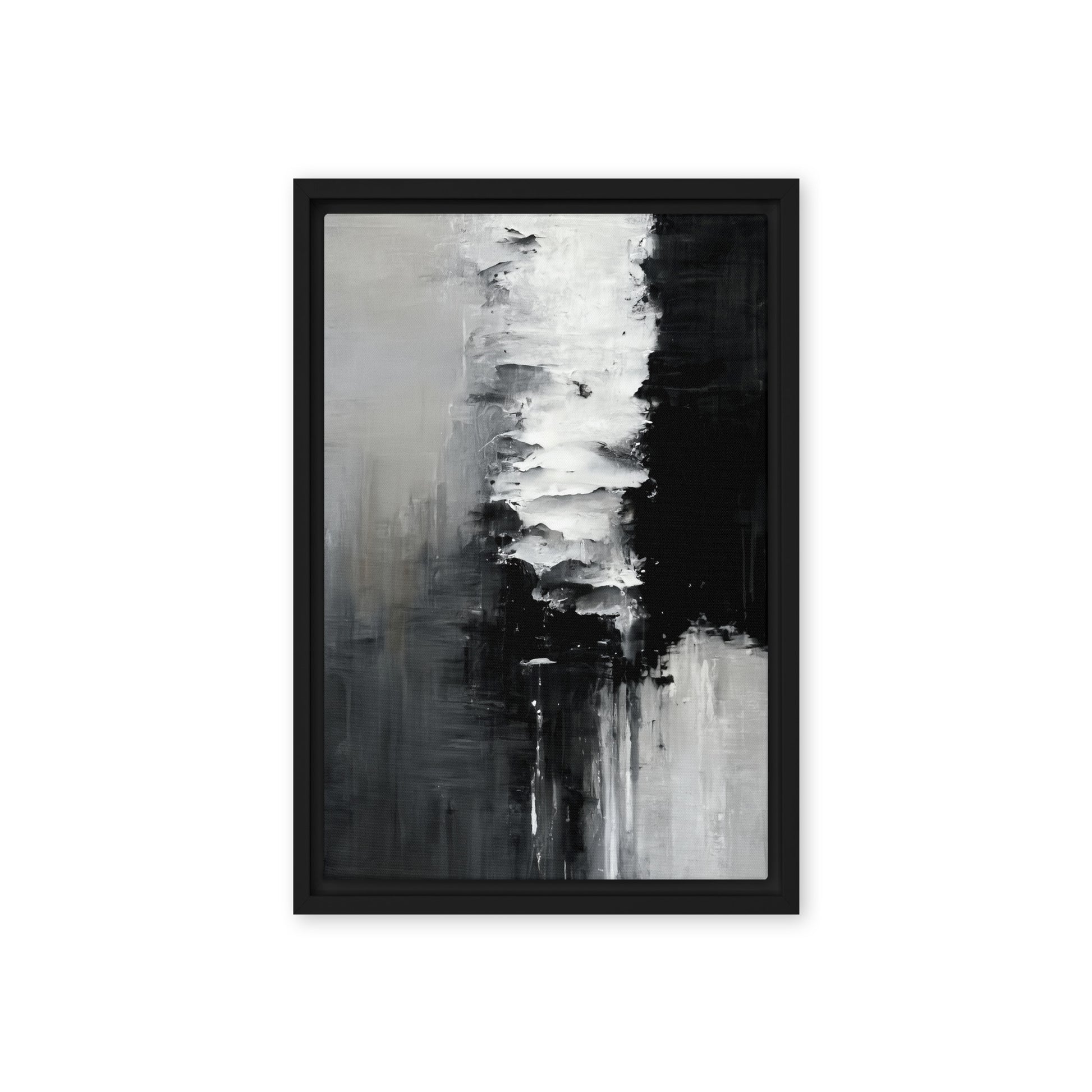 Black White Abstract Art Framed Canvas