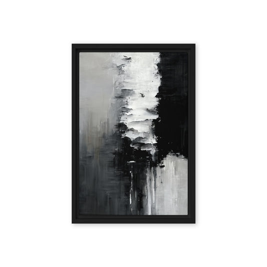 Black White Abstract Art Framed Canvas