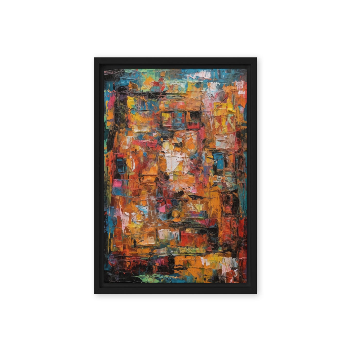 Colorful Impasto Modern Art Framed Canvas