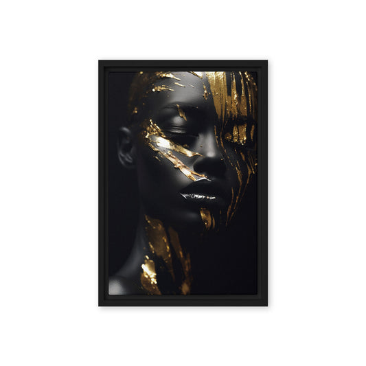 African Woman In Gold Framed Canvass