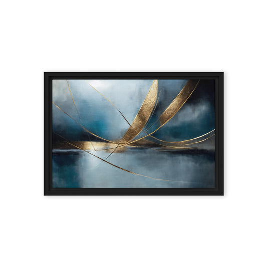 Navy Gold Abstract Art Framed Canvas