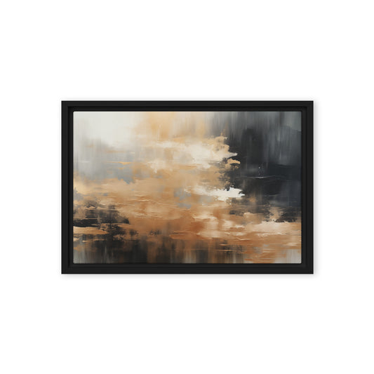 Gold Black Grey Modern Art Framed Canvas