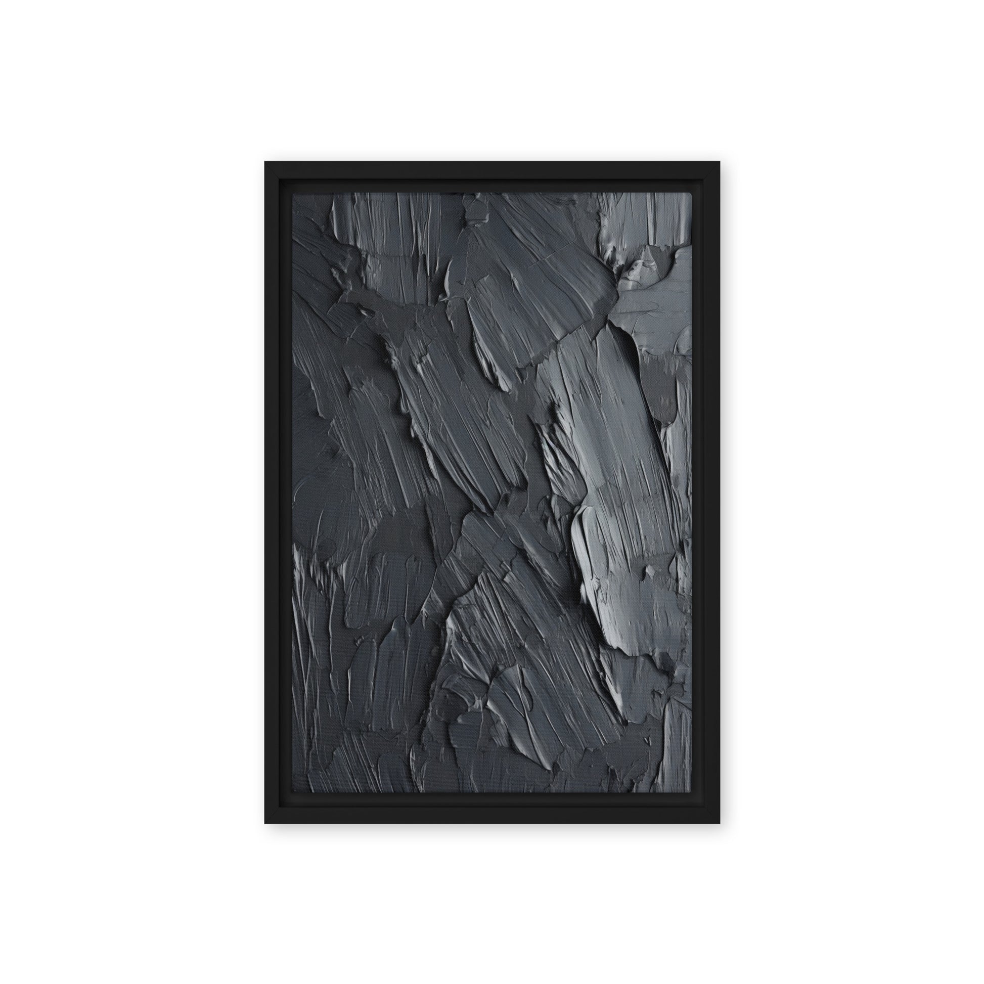 Black Impasto Art Framed Canvas
