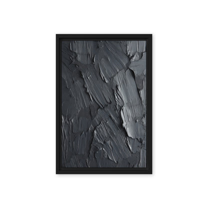 Black Impasto Art Framed Canvas