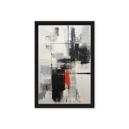 Black White Red Modern Art Framed Canvas