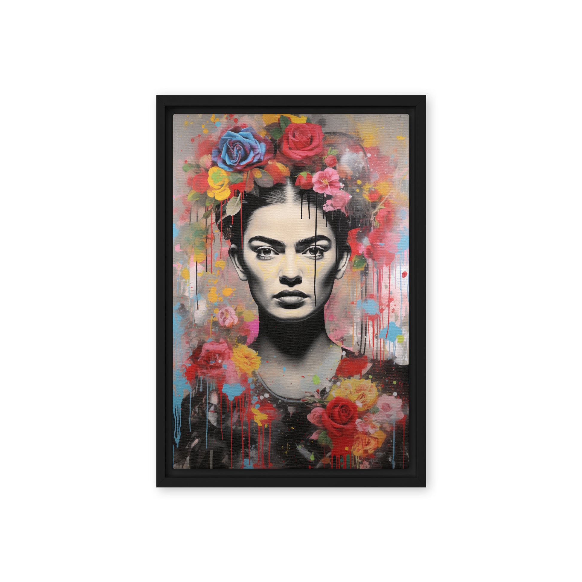 Frida Kahlo Pop Art Framed Canvas