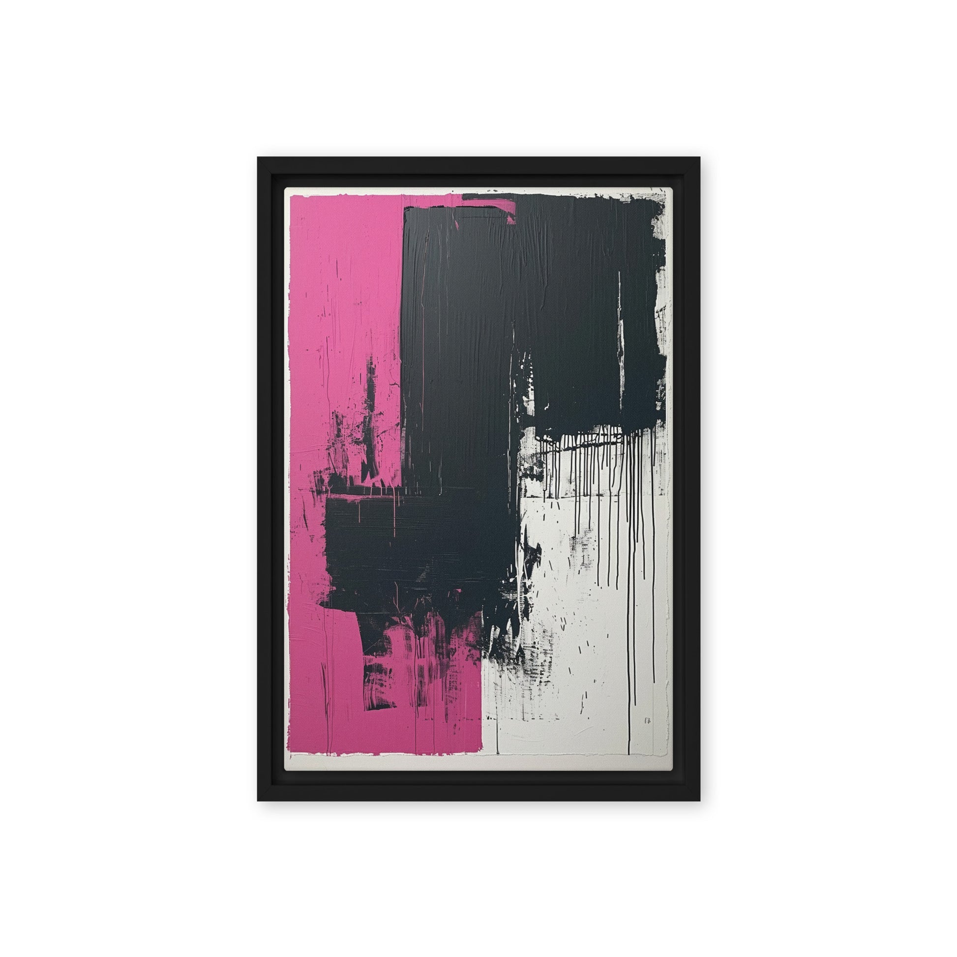 Pink Black Modern Art Framed Canvas