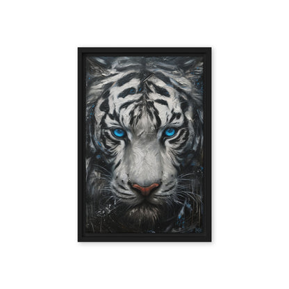 Blue Eyed Tiger Fraemd Canvas