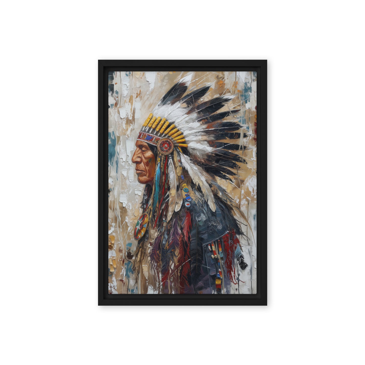 Chief Native American Art Framed Canvas