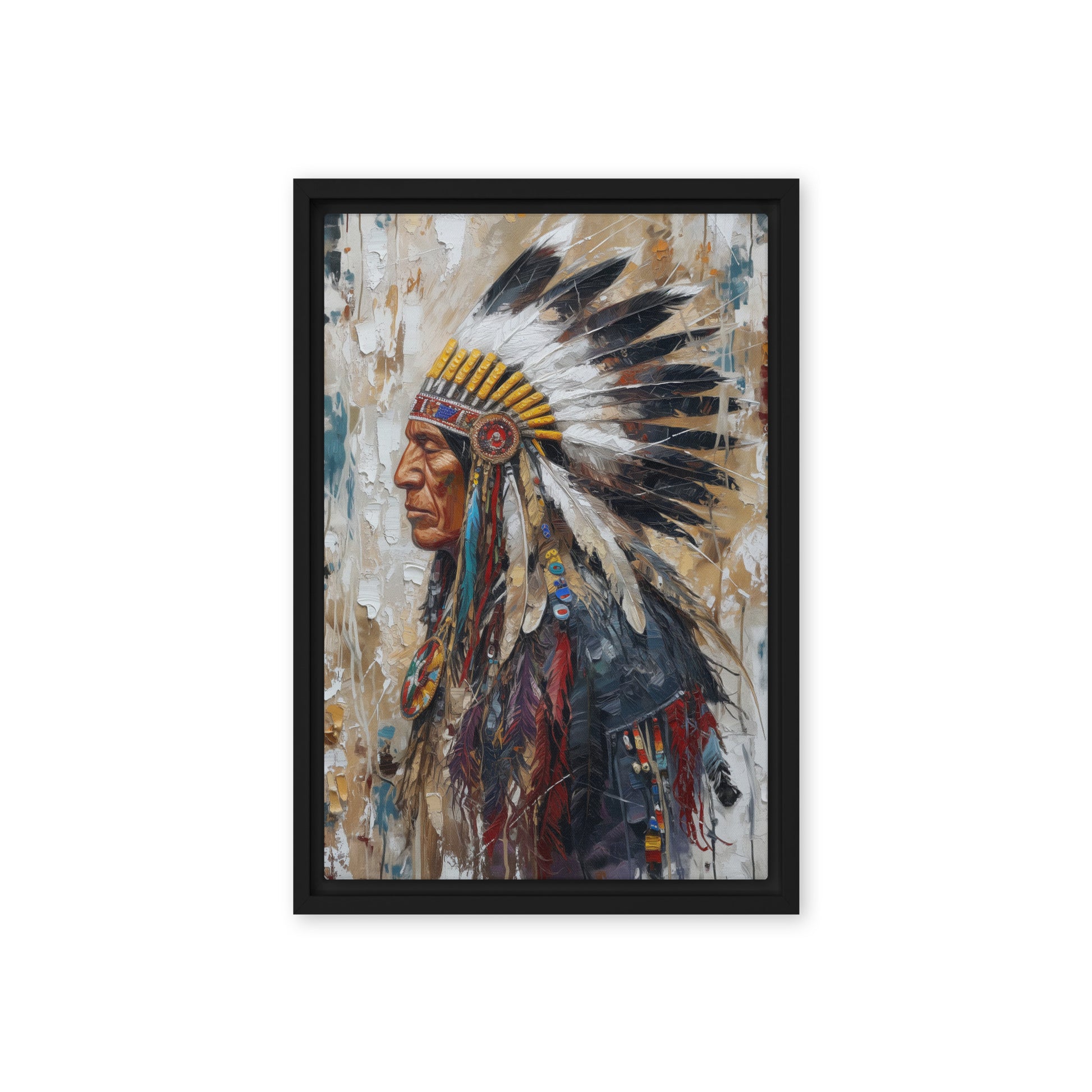 Chief Native American Art Framed Canvas