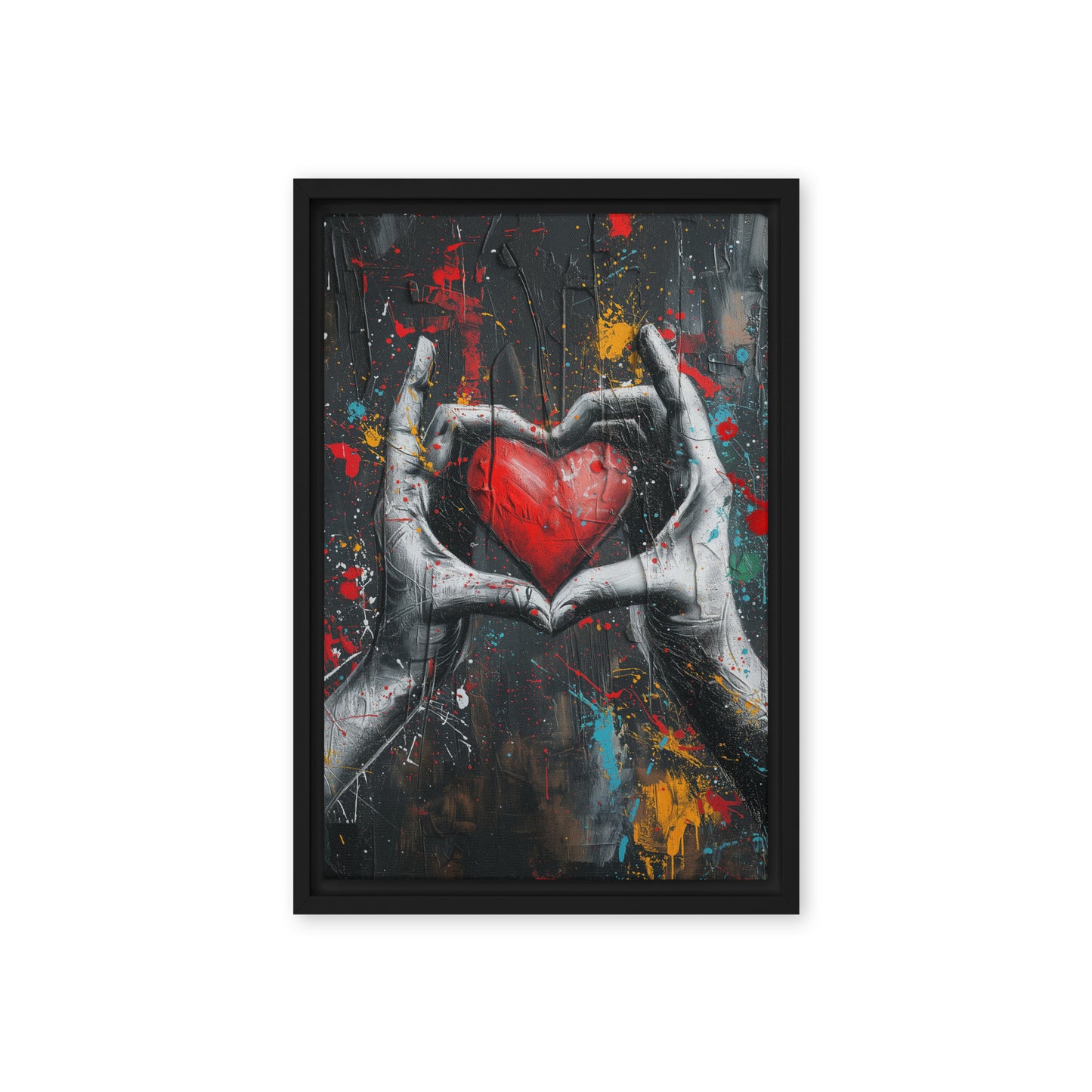 Heart Graffiti Art Framed Canvas