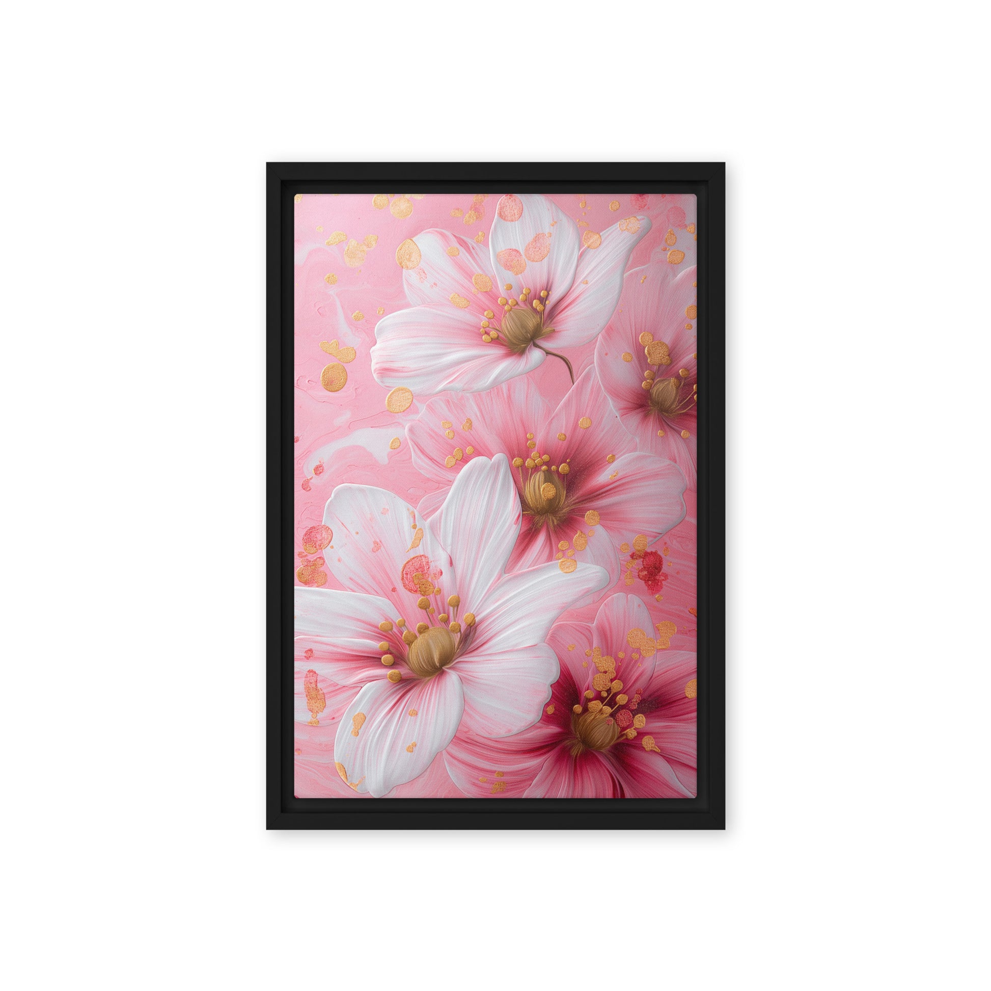 White Pink Flowers Floral Art Digital Print
