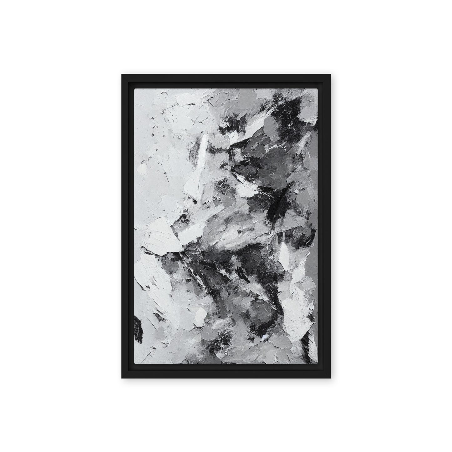 Grey White Black Modern Art Framed Canvas