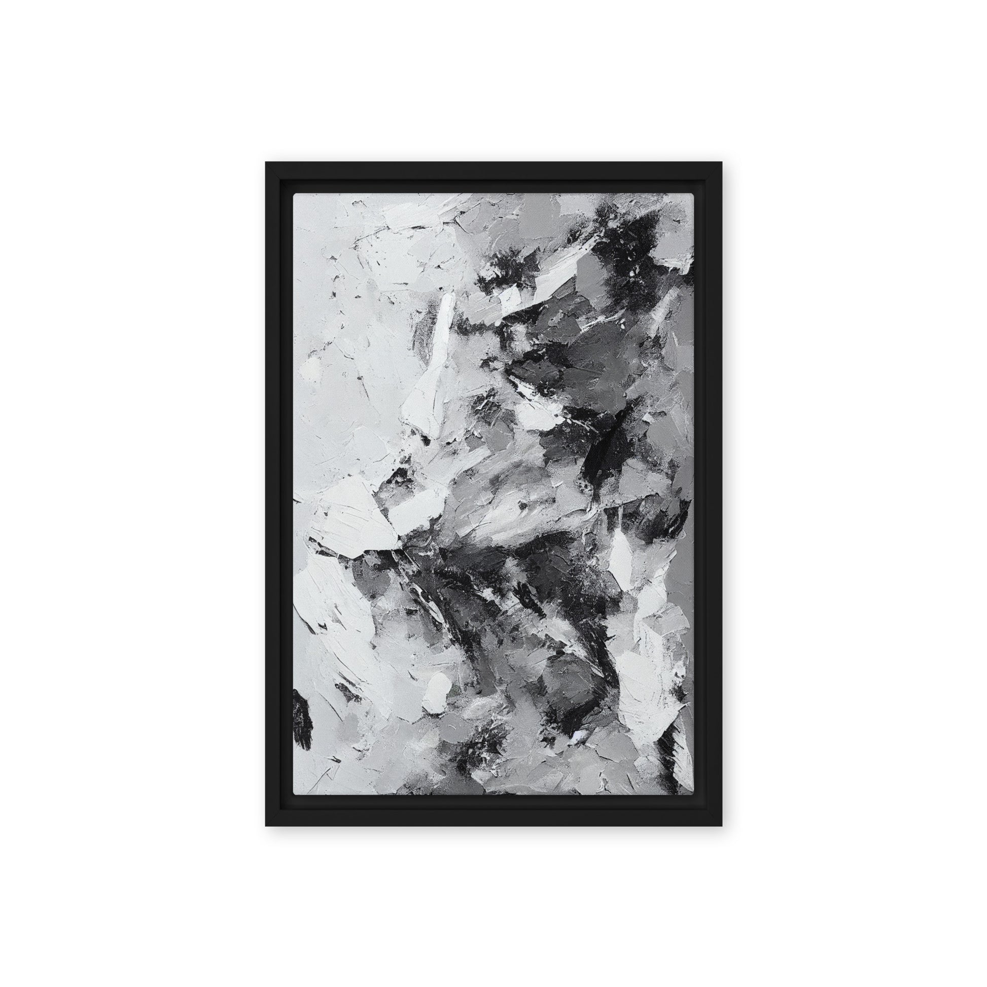 Grey White Black Modern Art Framed Canvas