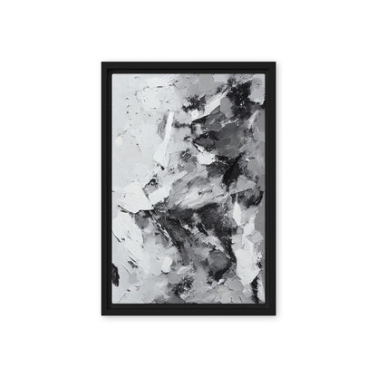 Grey White Black Modern Art Framed Canvas