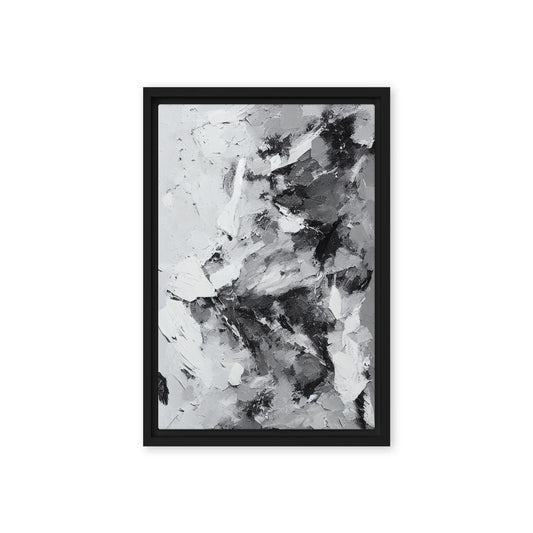 Grey White Black Modern Art Framed Canvas