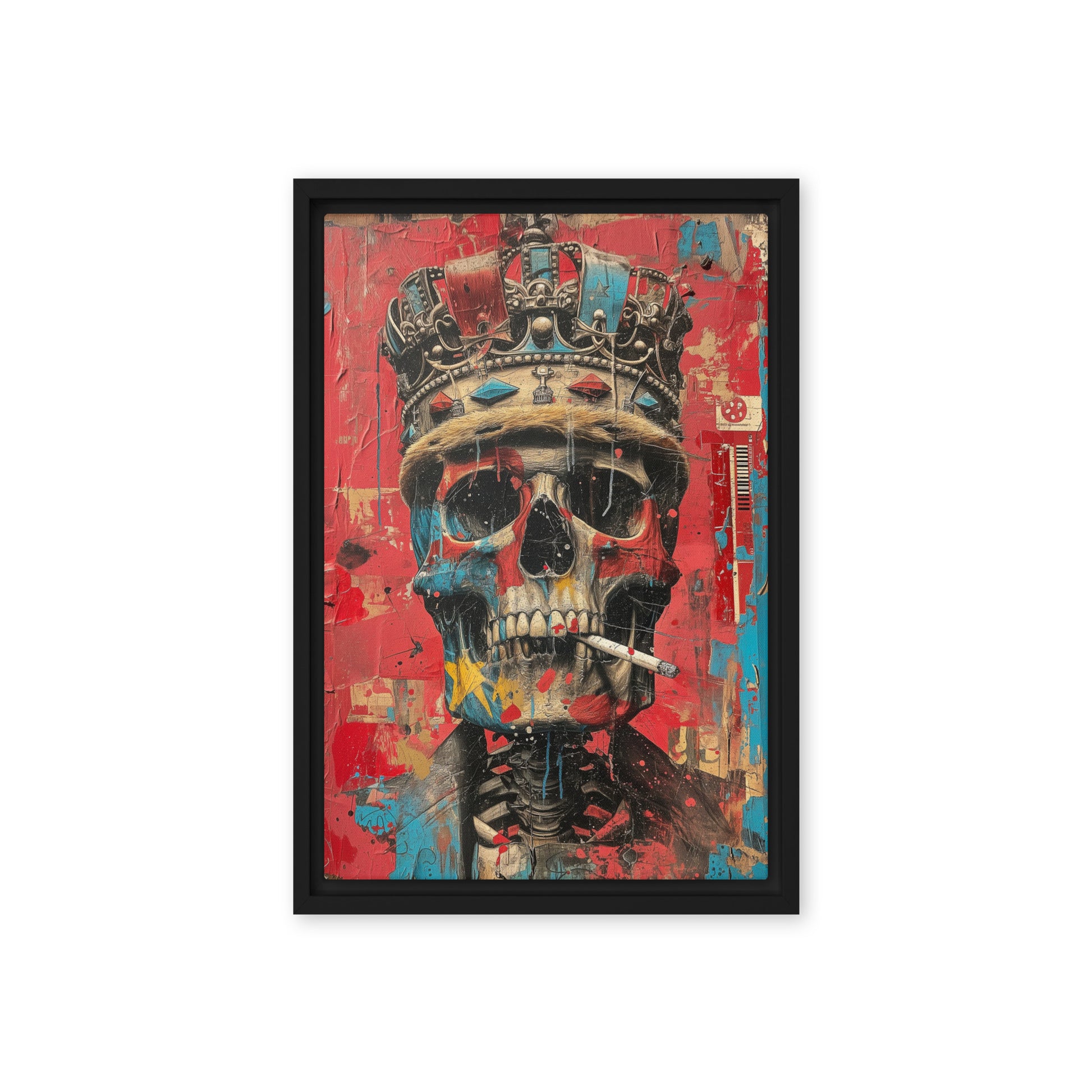 Skull In Crown Surreal Art Framed Canvas