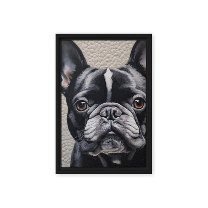 Cute French Bulldog Framed Canvas