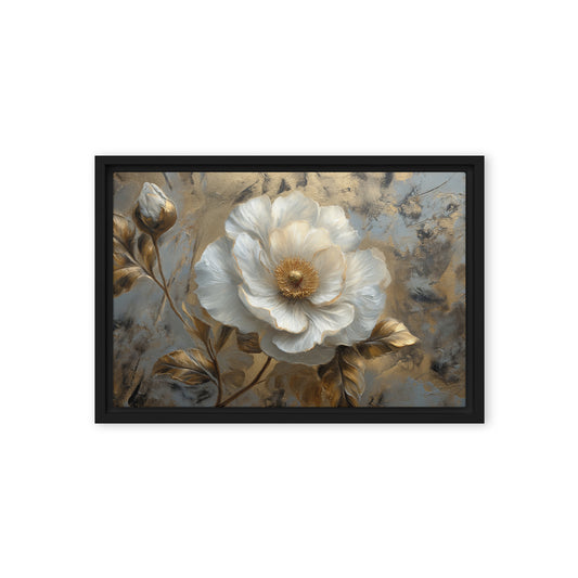 White and Gold Flowers Floral Art Digital Print
