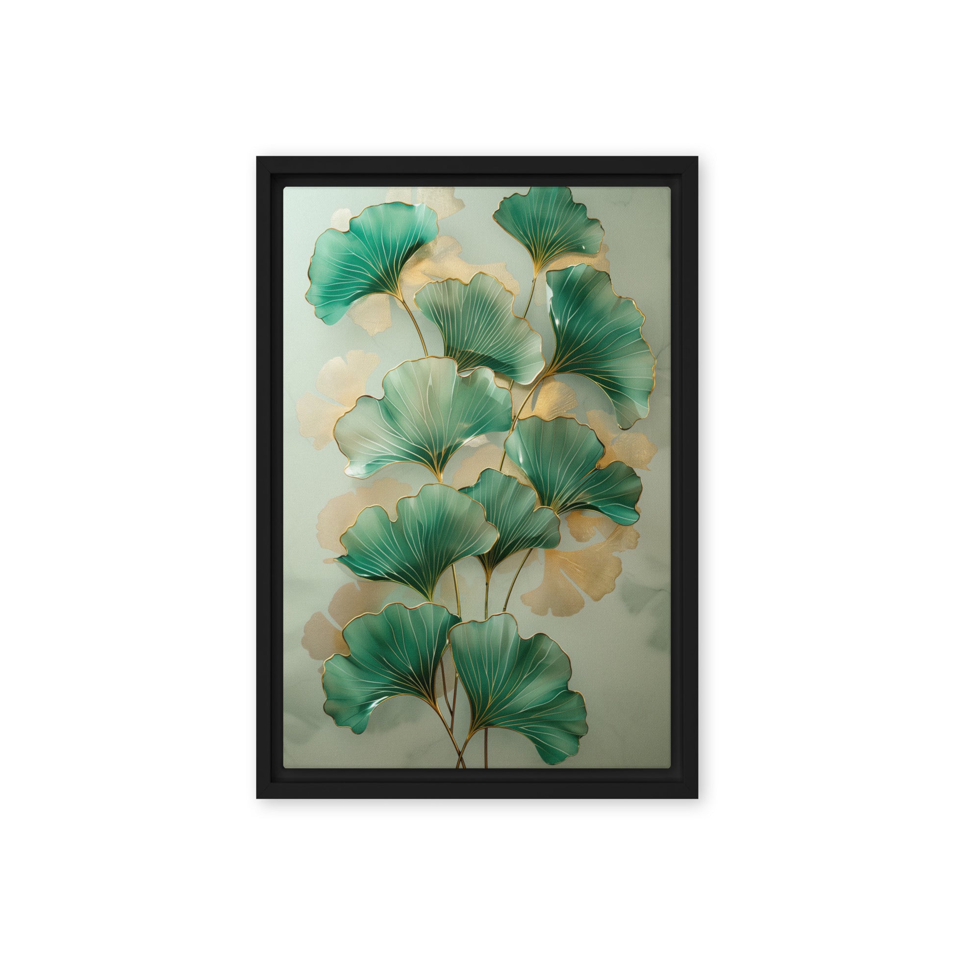 Green Ginkgo Leaves Covered In Gold Art Digital Print