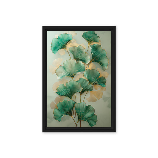 Green Ginkgo Leaves Covered In Gold Art Digital Print