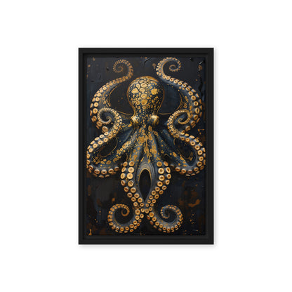 Majestic Golden Octopus Framed Canvas