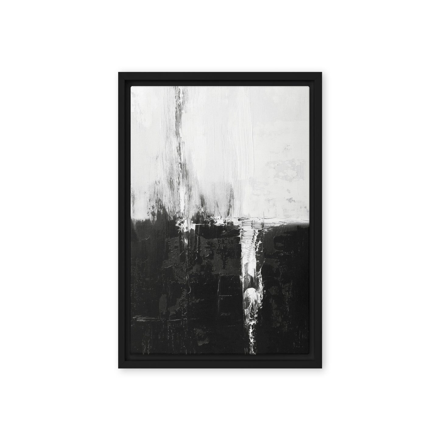 Black White Abstract Art Framed Canvas