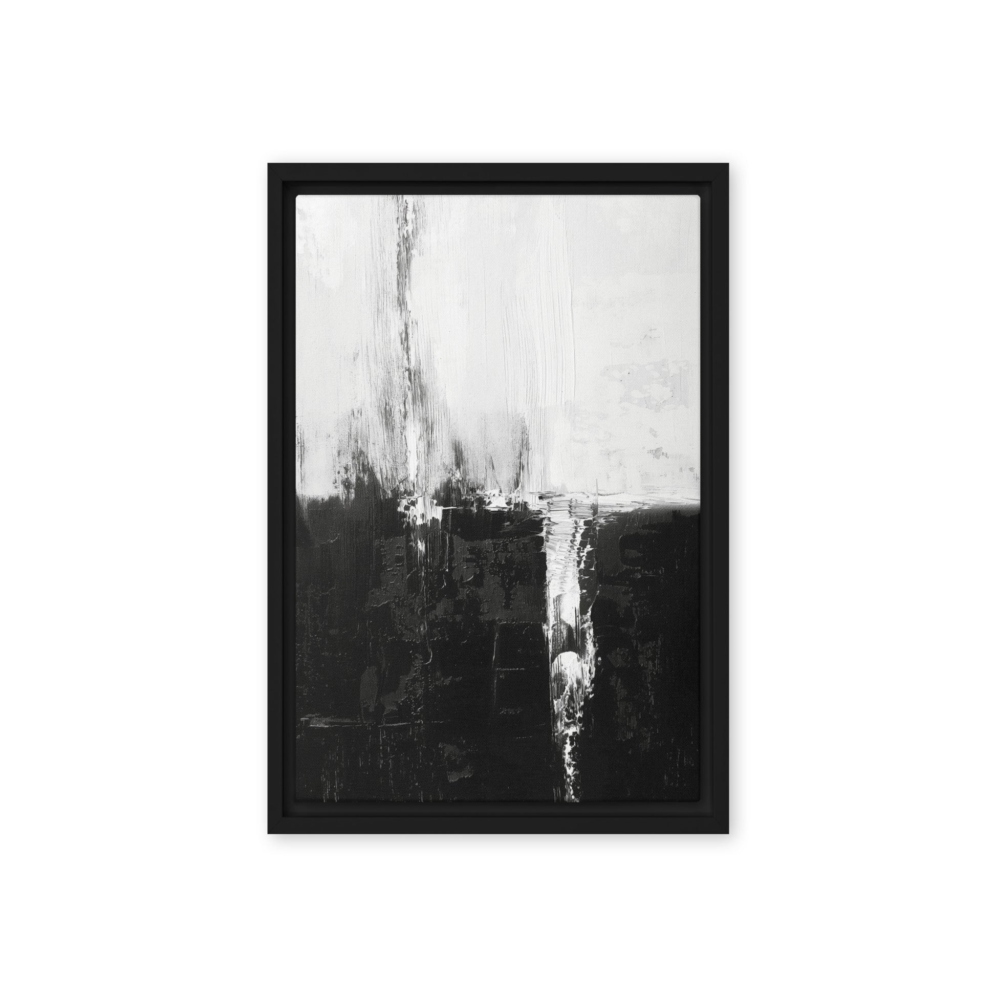 Black White Abstract Art Framed Canvas