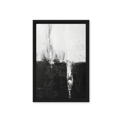 Black White Abstract Art Framed Canvas