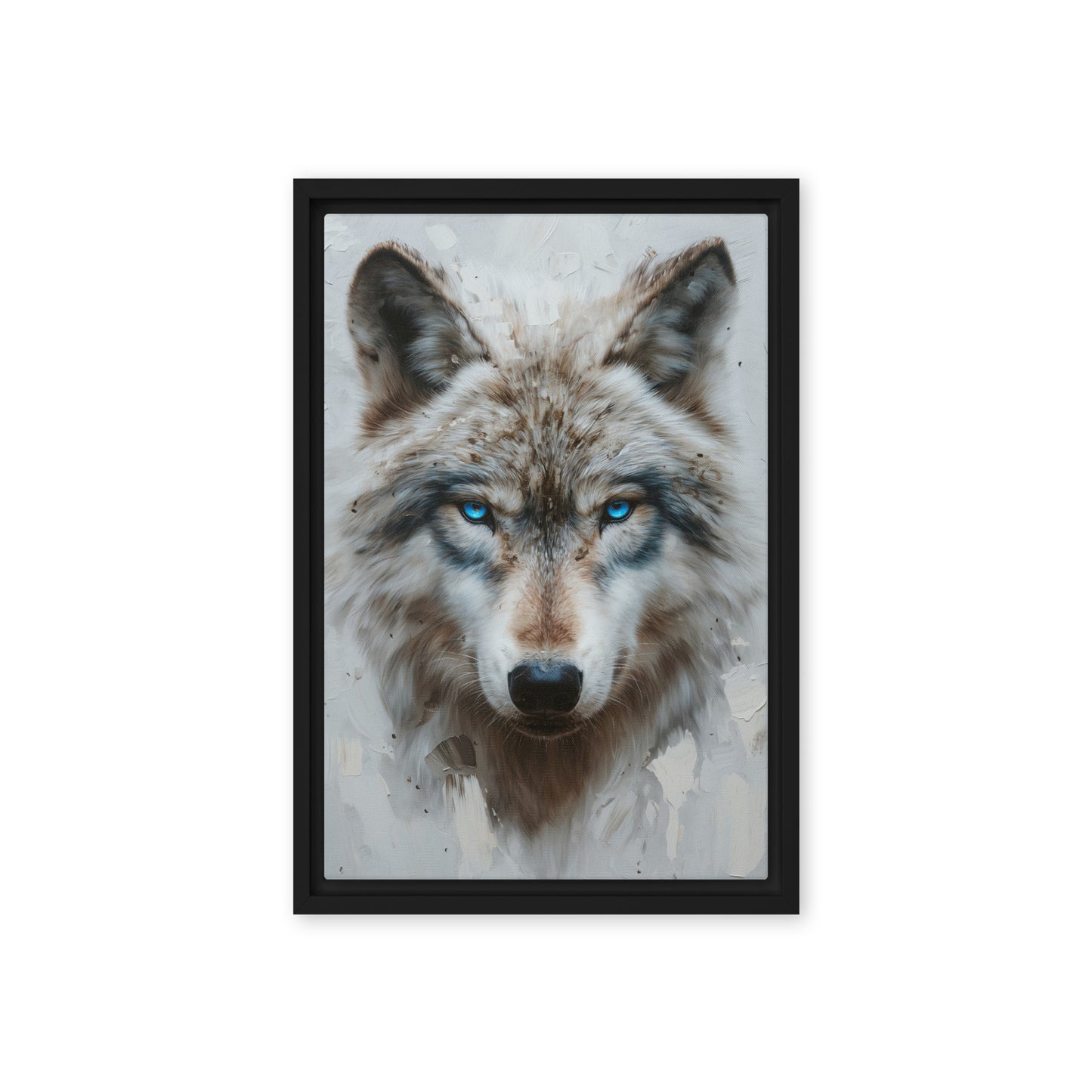 Blue Eyed Wolf Modern Art Framed Canvas