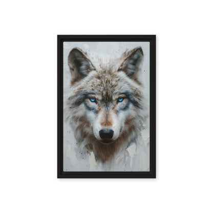 Blue Eyed Wolf Modern Art Framed Canvas