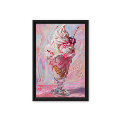Delicious Pink Ice Cream Framed Canvas