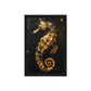 Golden Sea Horse Nautical Art Digital Print