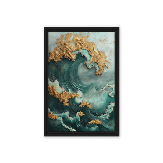 Teal Gold Majestic Wave Art Digital Print