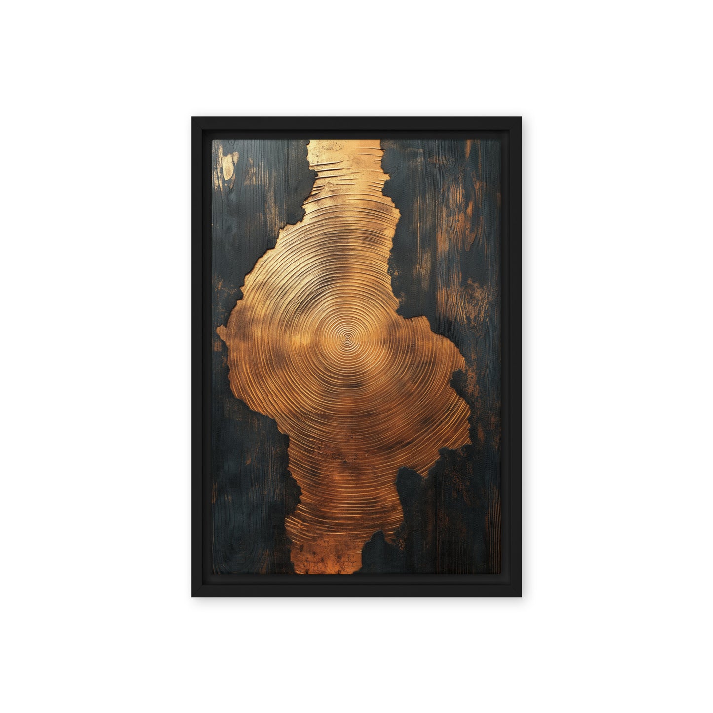 Golden Spiral Wood Art Framed Canvas