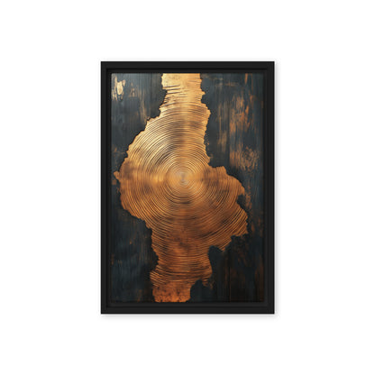 Golden Spiral Wood Art Framed Canvas
