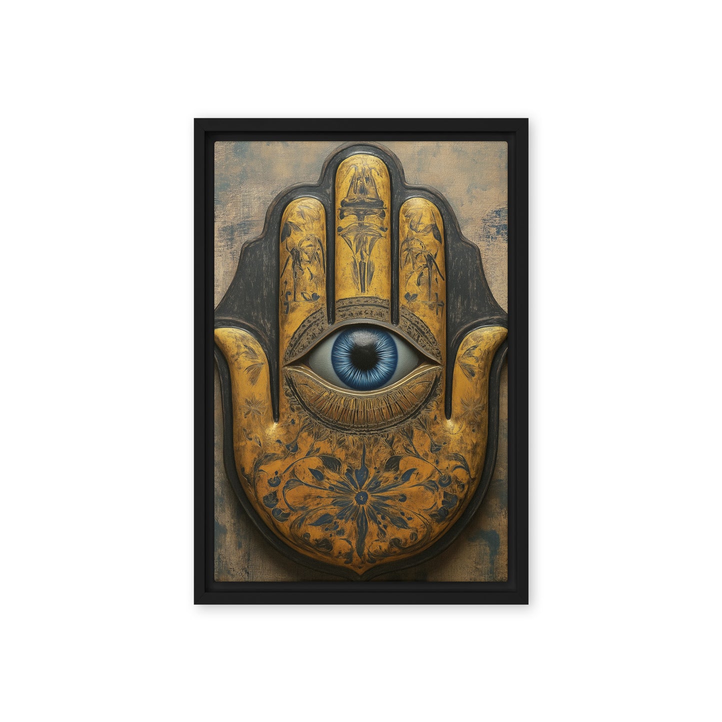 Hamsa Hand Religious Art Framed Canvas