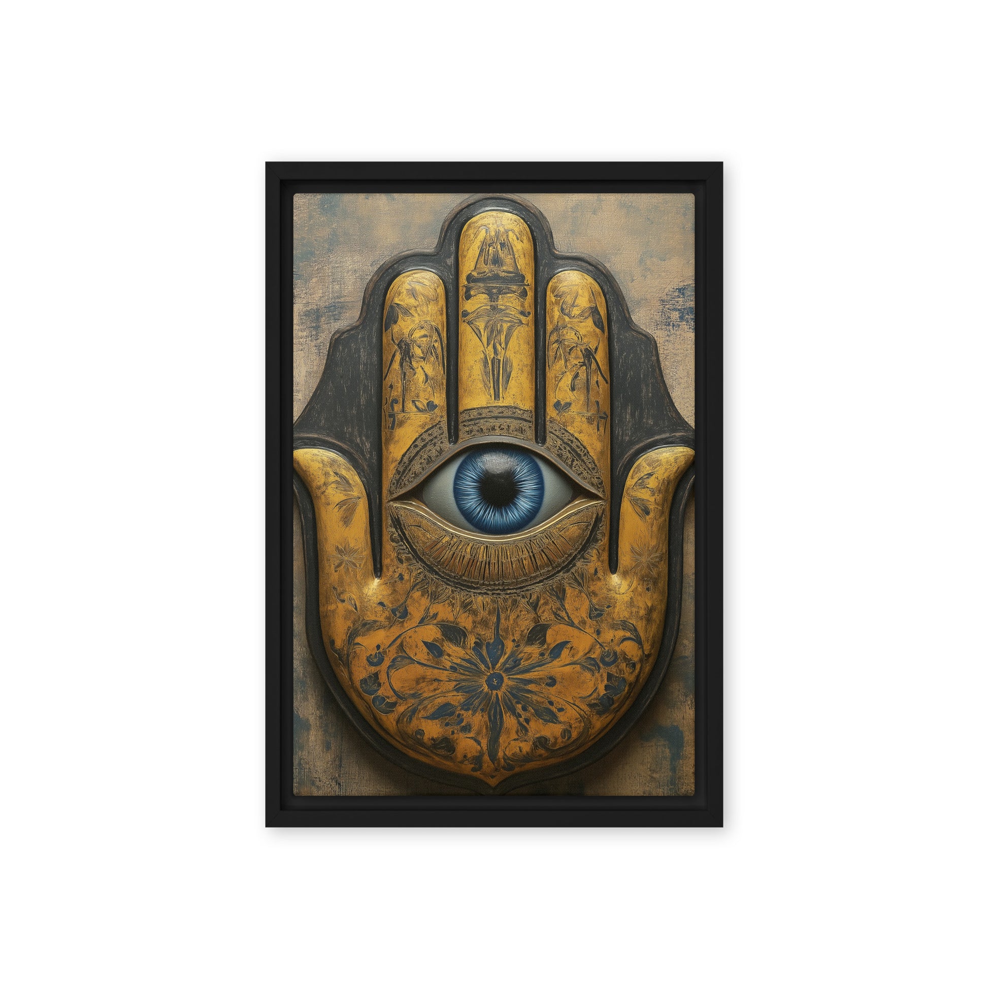 Hamsa Hand Religious Art Framed Canvas