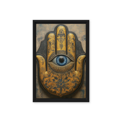 Hamsa Hand Religious Art Framed Canvas