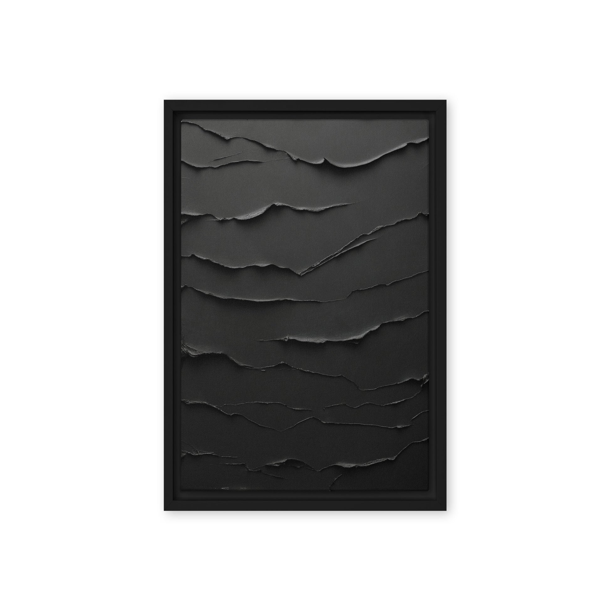 Black Minimalist Textured Art Framed Canvas