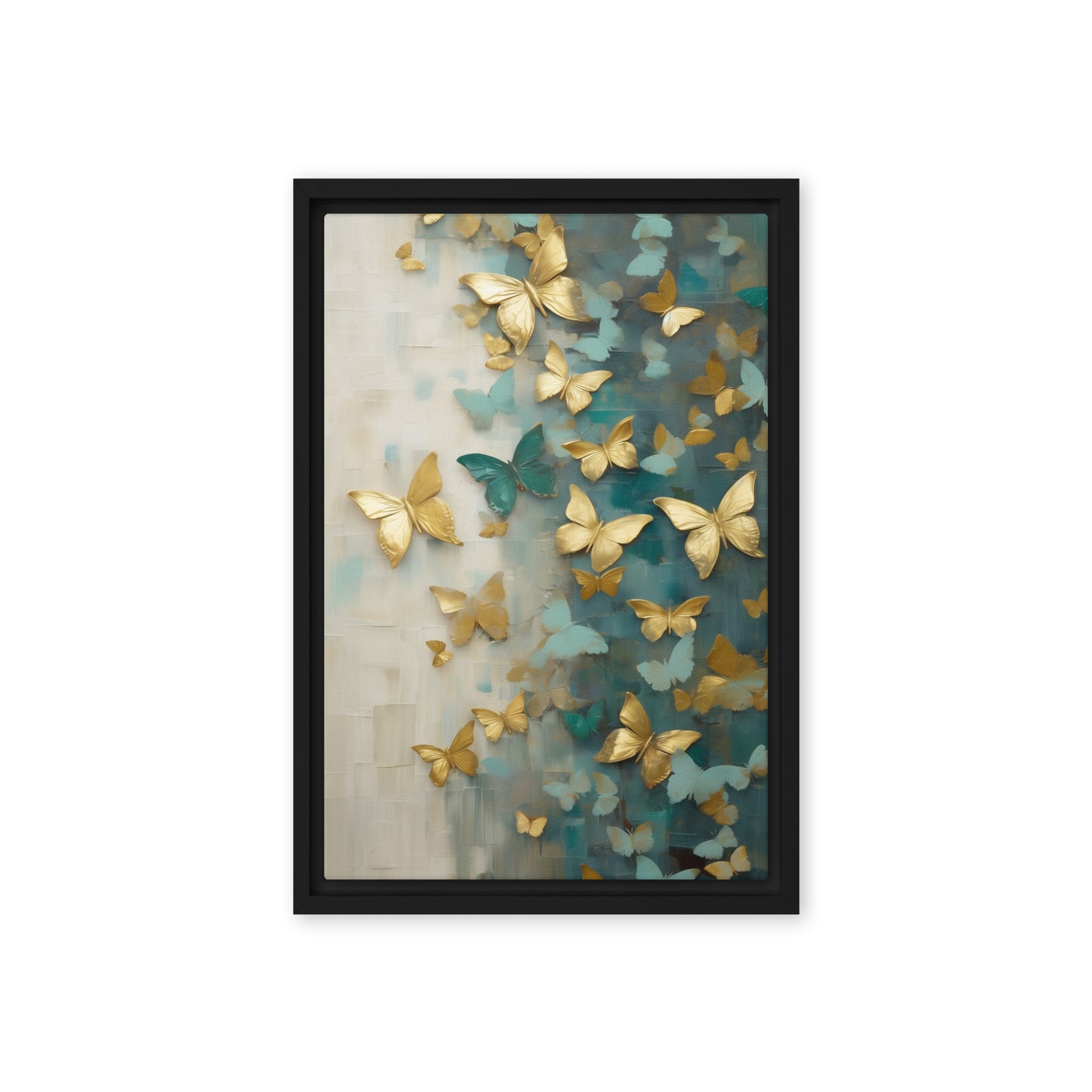 Butterflies Teal Gold Modern Digital Print