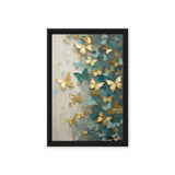 Butterflies Teal Gold Modern Digital Print